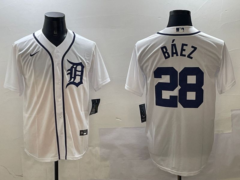 Men Detroit Tigers 28 Baez White Game 2025 Nike MLB Jersey style 1